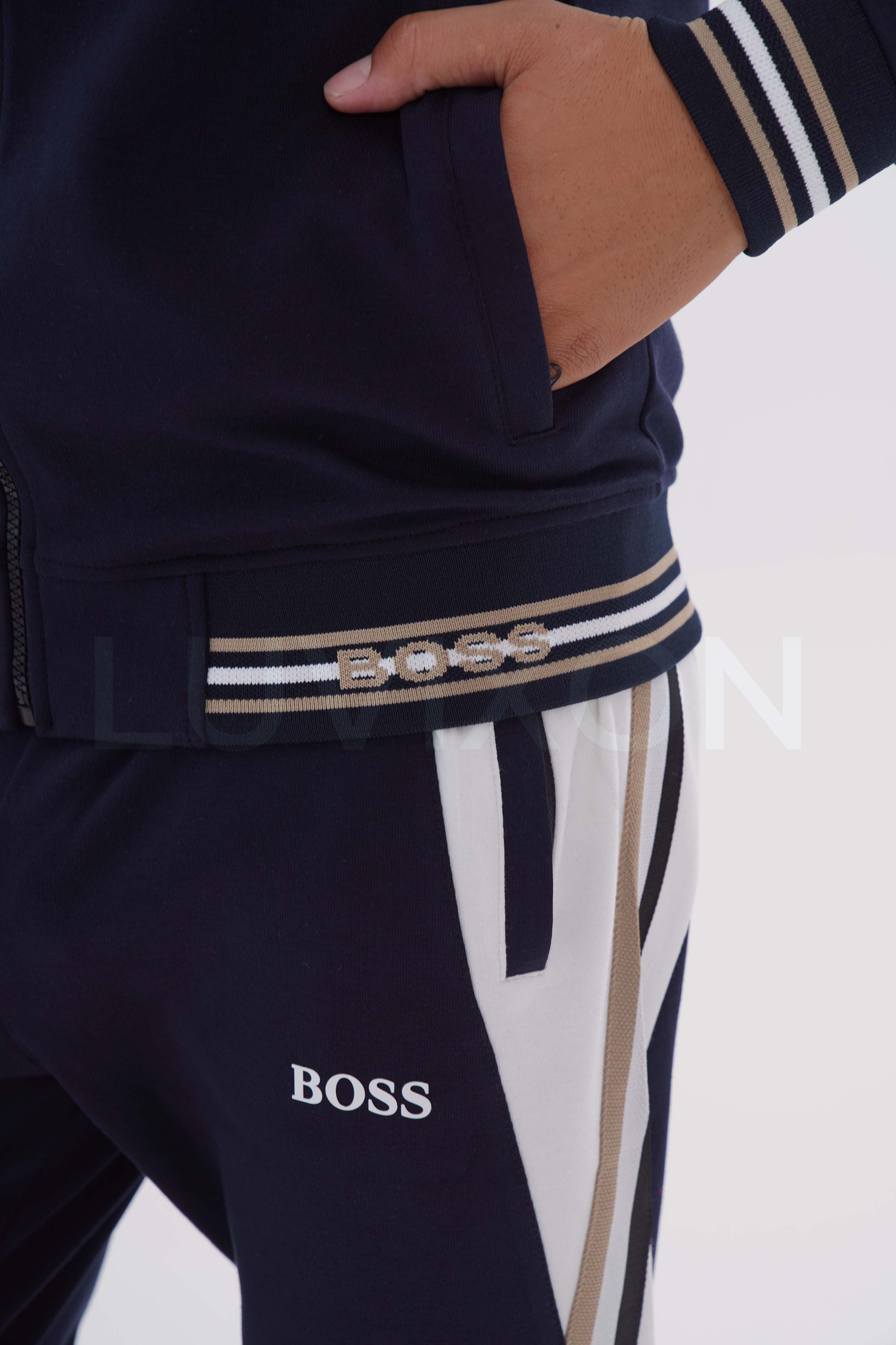 Boss Lacivert-Beyaz Şerit Detaylı Eşofman Takımı