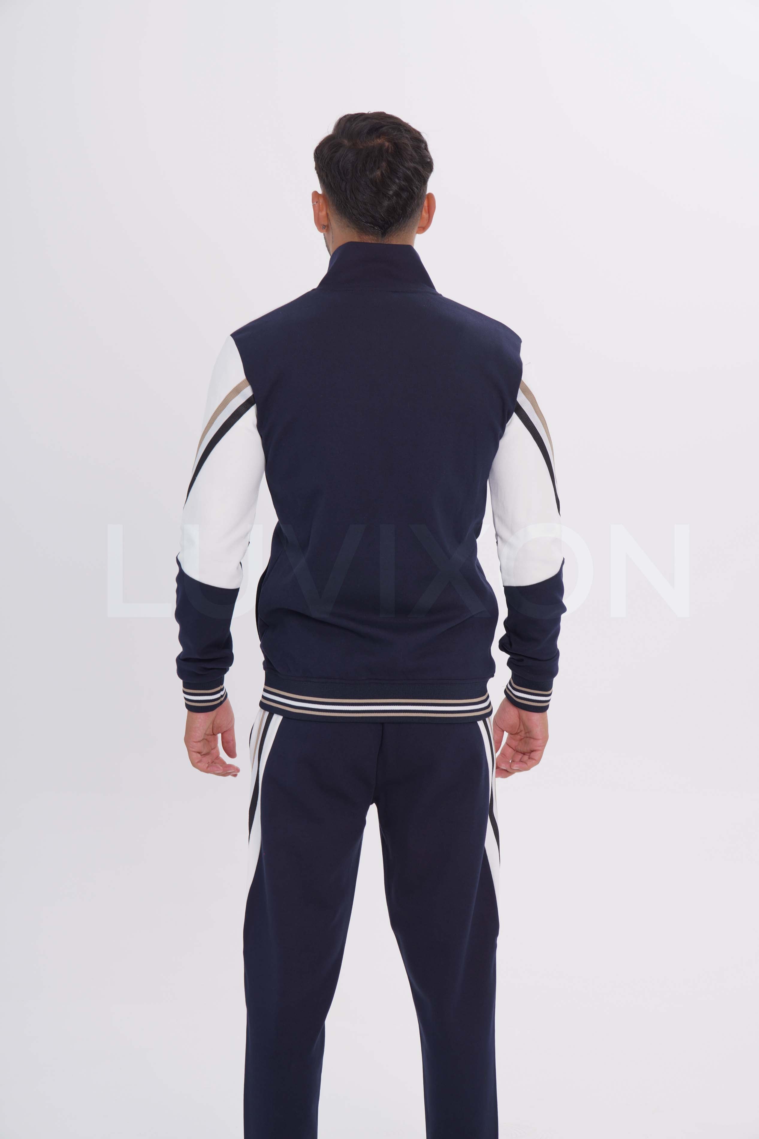 Boss Lacivert-Beyaz Şerit Detaylı Eşofman Takımı