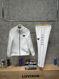 Prada Nakış Detaylı Beyaz & Siyah Eşofman Takımı