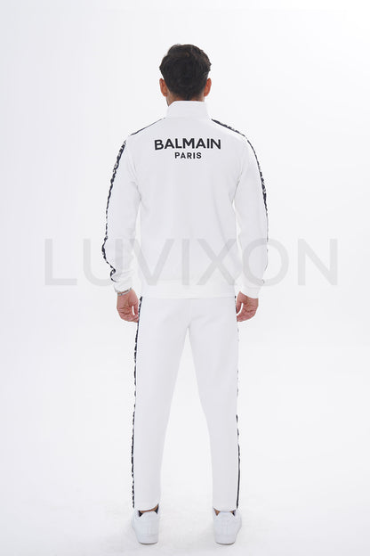 Balmain Paris Beyaz Şeritli Eşofman Takımı