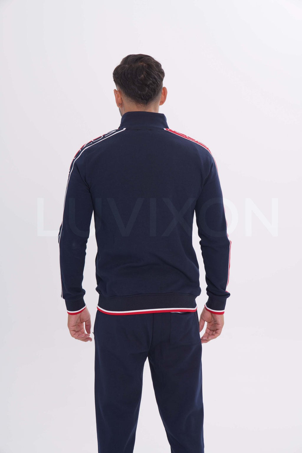 Moncler Lacivert Kırmızı Şerit Detaylı Eşofman Takımı