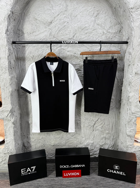 Boss Polo Yaka Siyah Şortlu Takım
