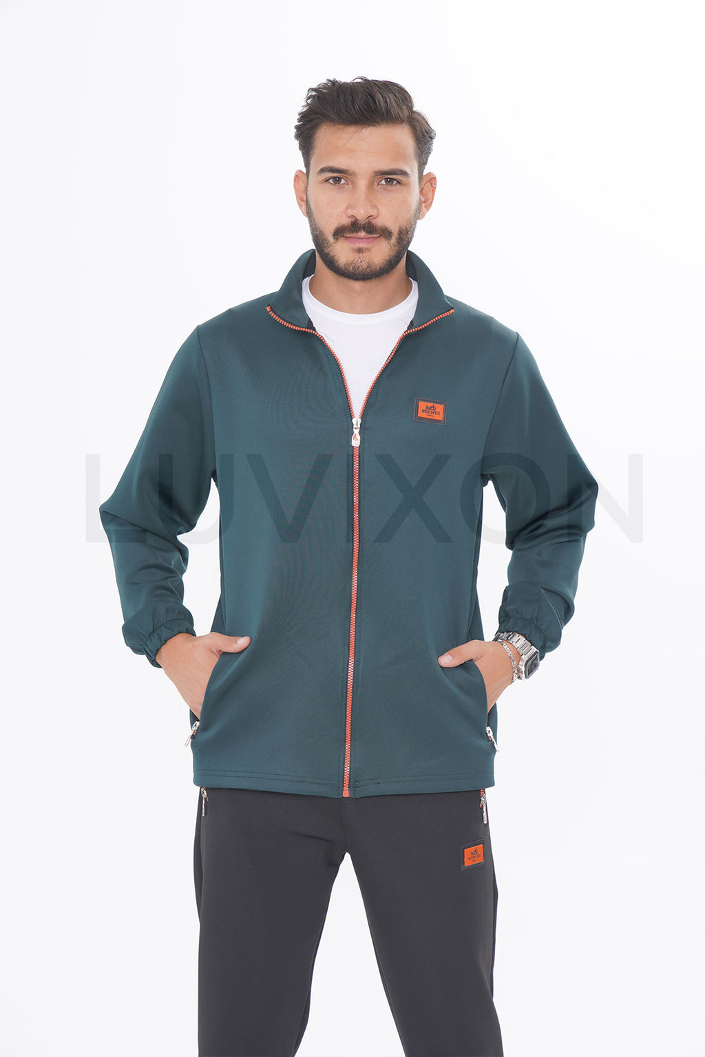 Hermes Fermuar Detaylı Haki Eşofman Takımı