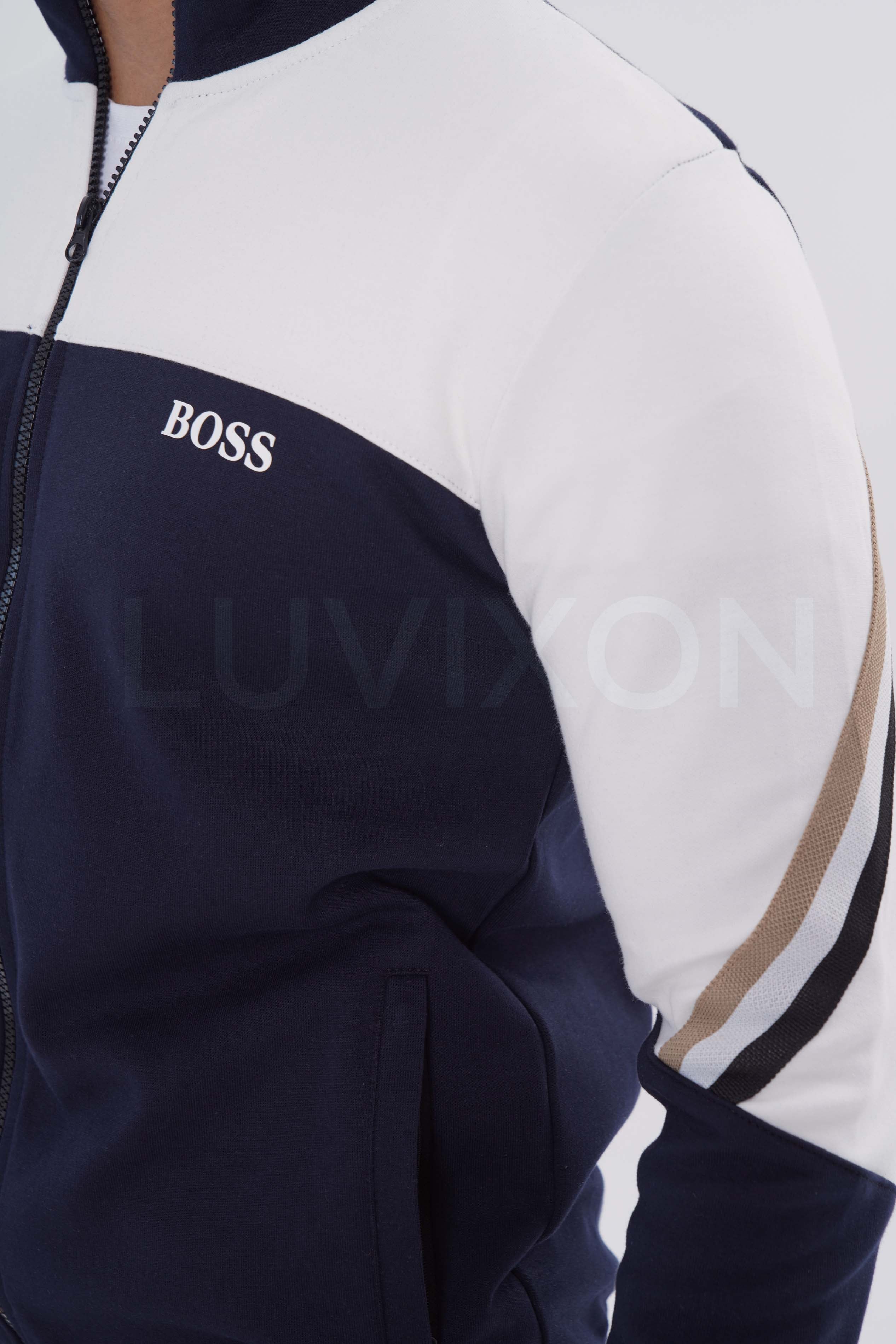 Boss Lacivert-Beyaz Şerit Detaylı Eşofman Takımı