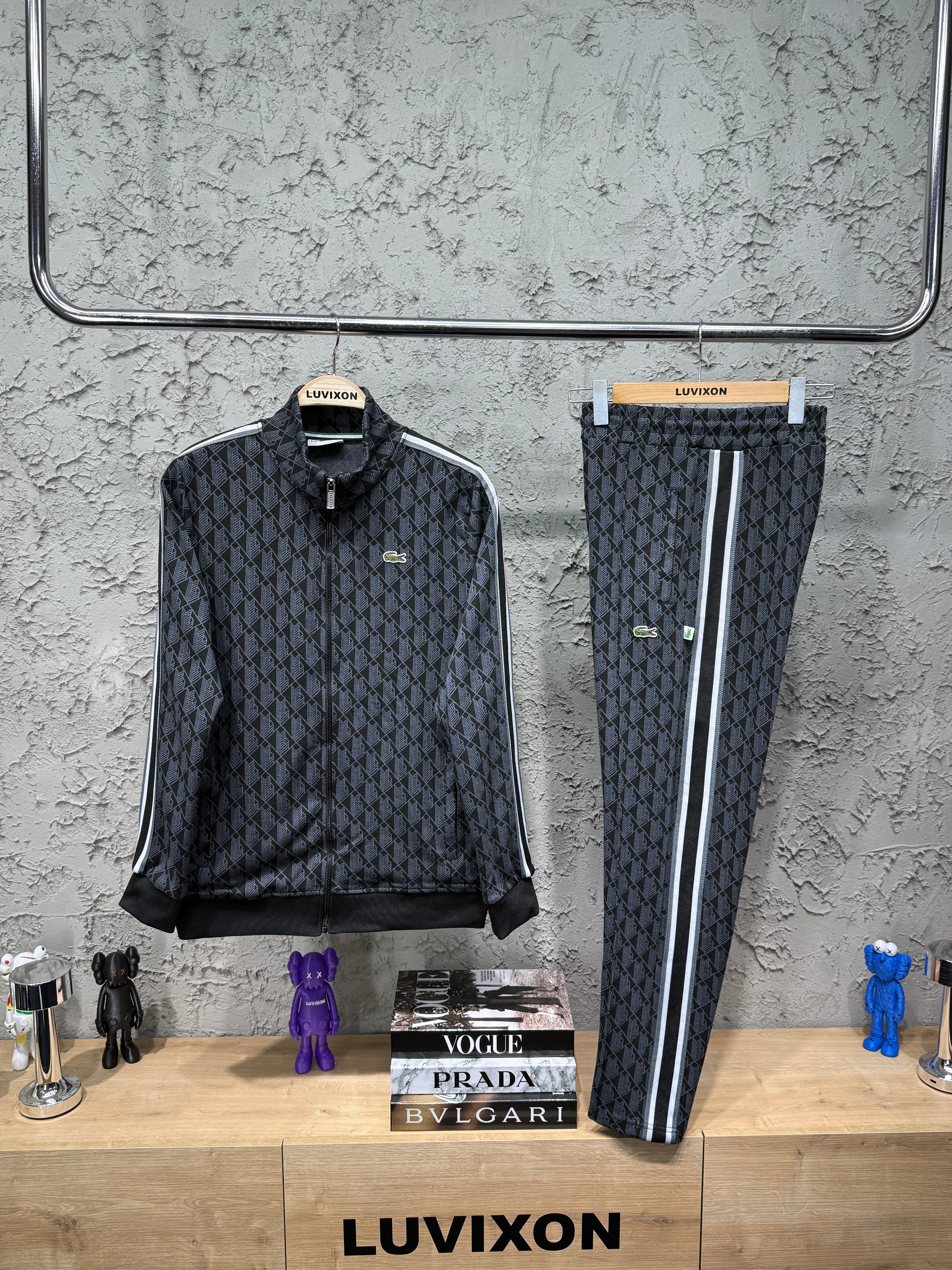 Lacoste Monogram Siyah Eşofman Takımı