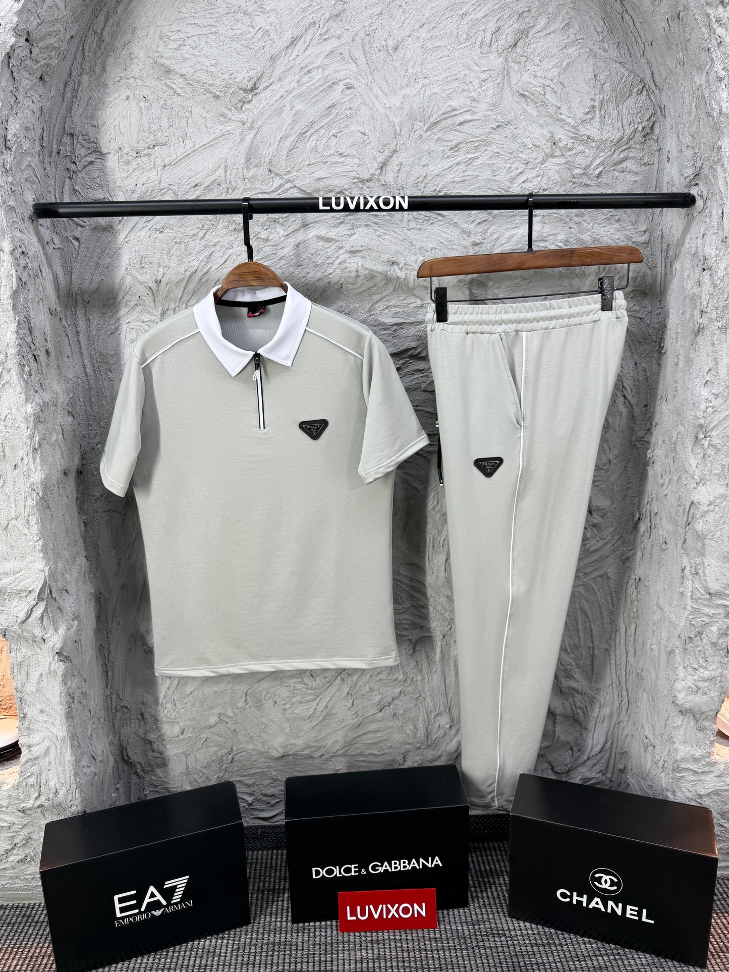 Prada Taş Polo Yaka T-shirt Takımı