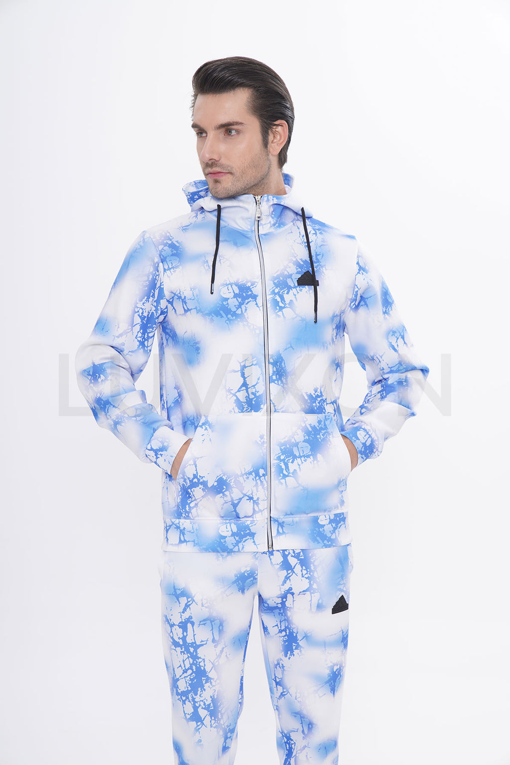 Adidas Fi Aop Fz Q3 Erkek Beyaz&Mavi Eşofman Takımı