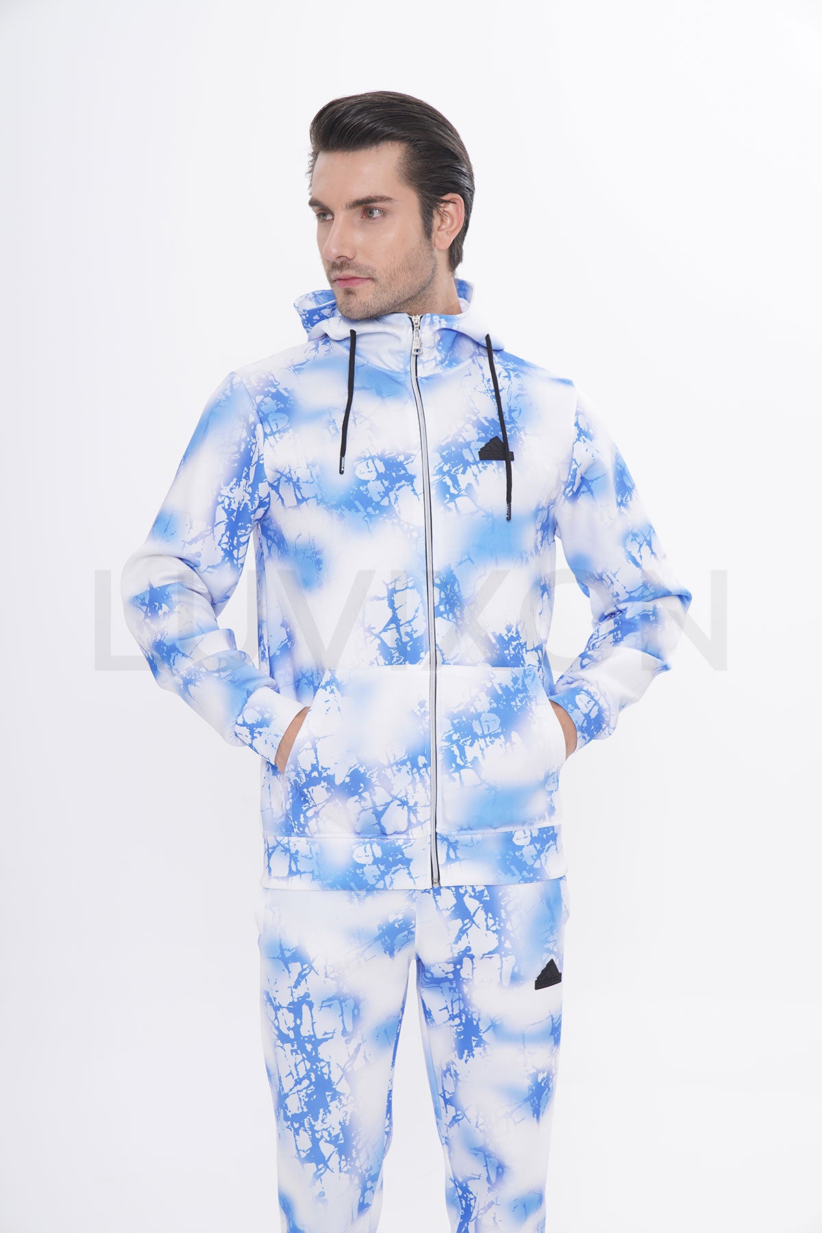 Adidas Fi Aop Fz Q3 Erkek Beyaz&Mavi Eşofman Takımı