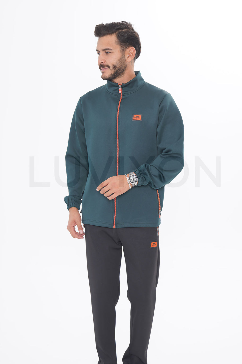 Hermes Fermuar Detaylı Haki Eşofman Takımı