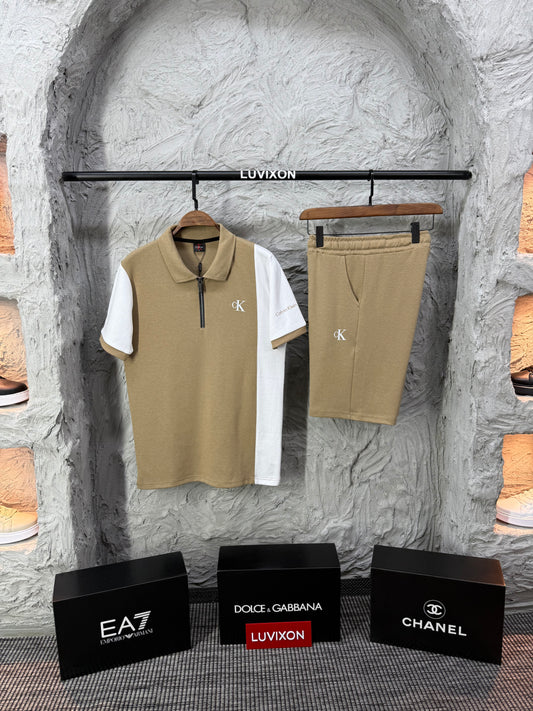 Calvin Klein Polo Yaka Bej Şortlu Takım