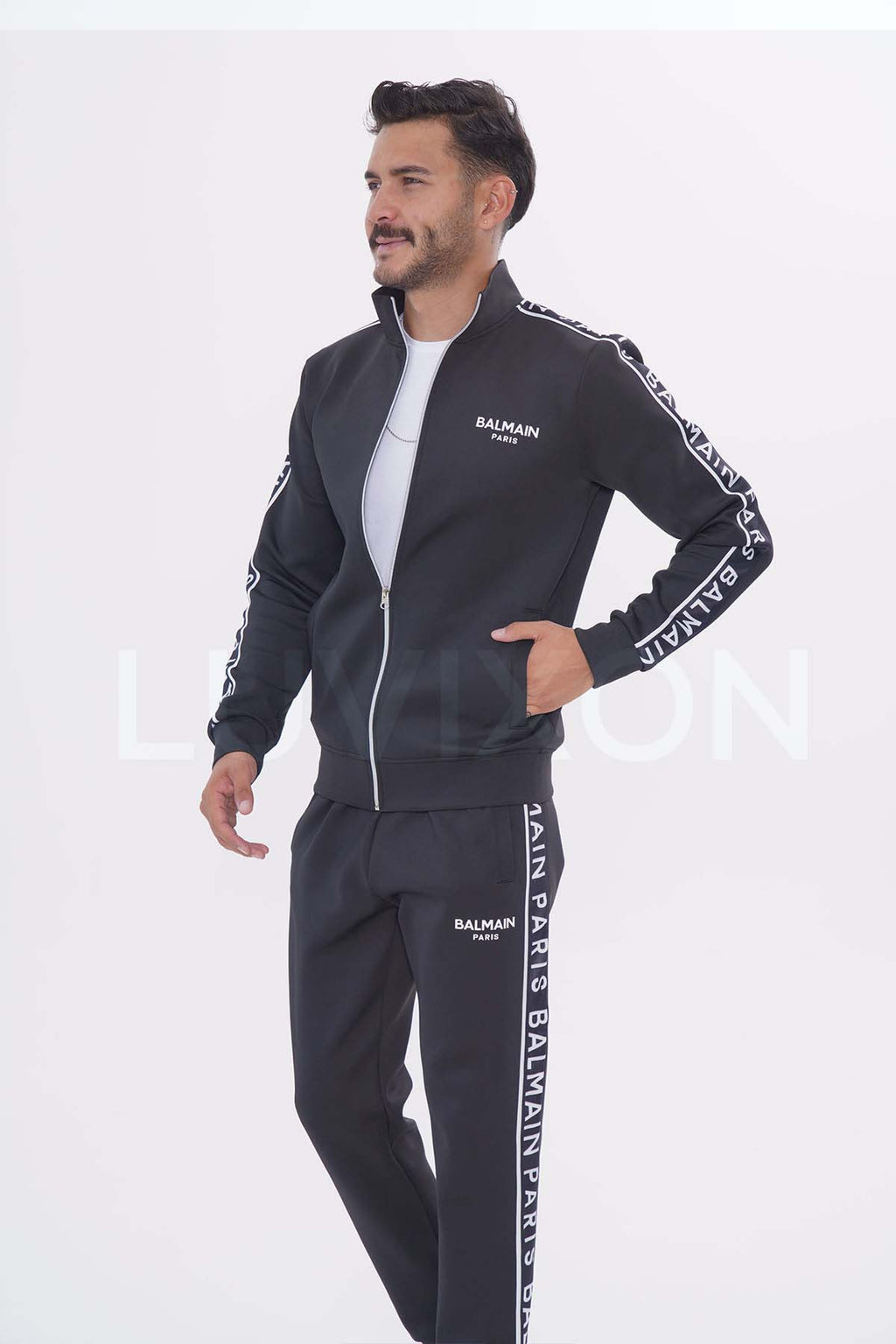 Balmain Paris Siyah Şeritli Eşofman Takımı