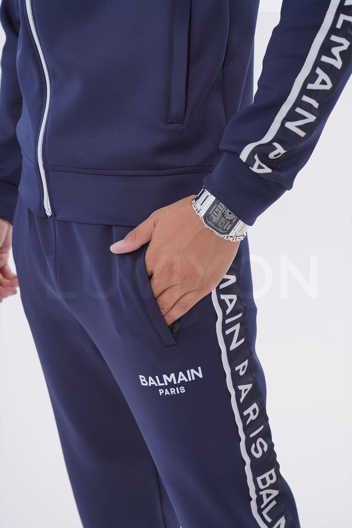 Balmain Paris Lacivert Şeritli Eşofman Takımı