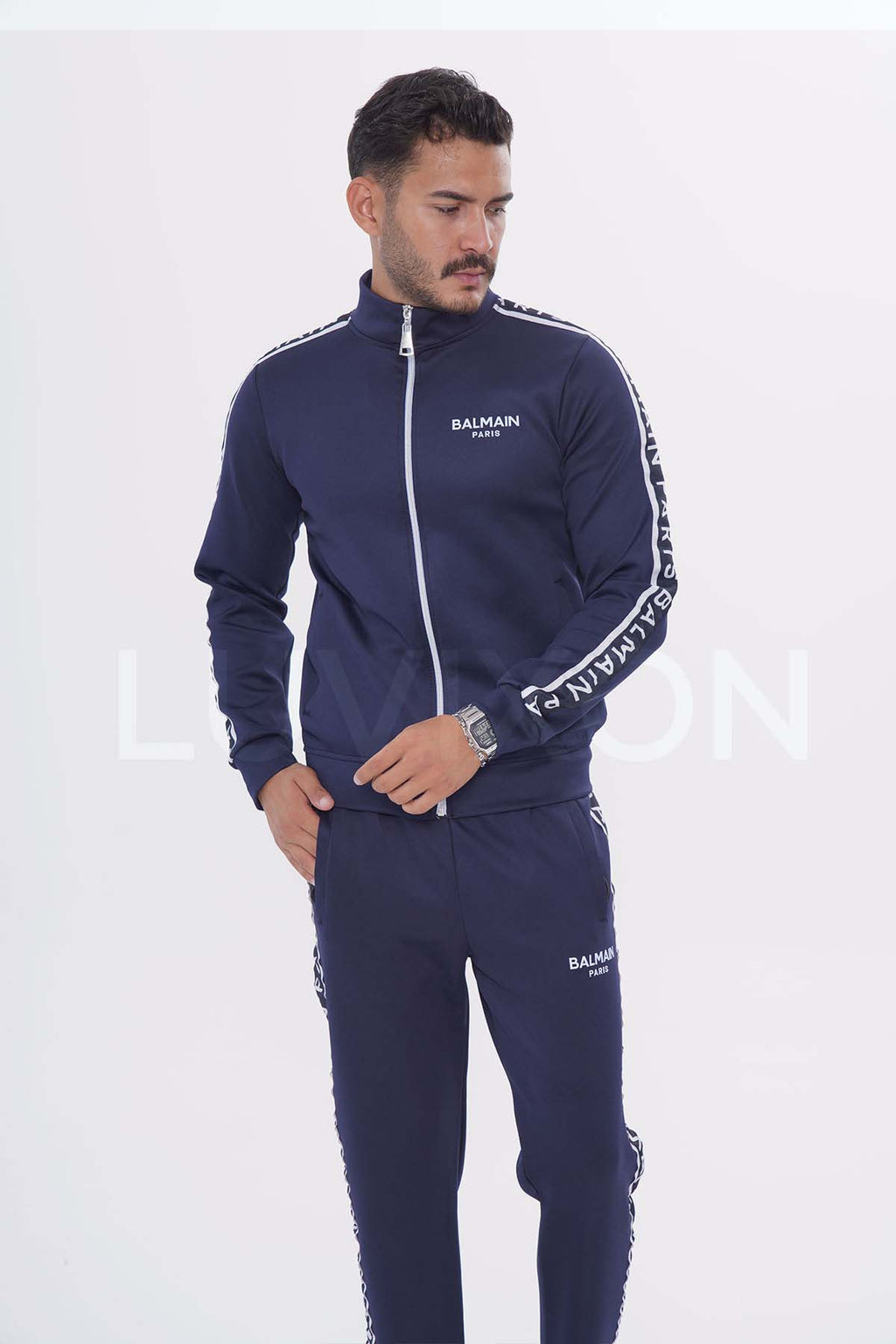 Balmain Paris Lacivert Şeritli Eşofman Takımı