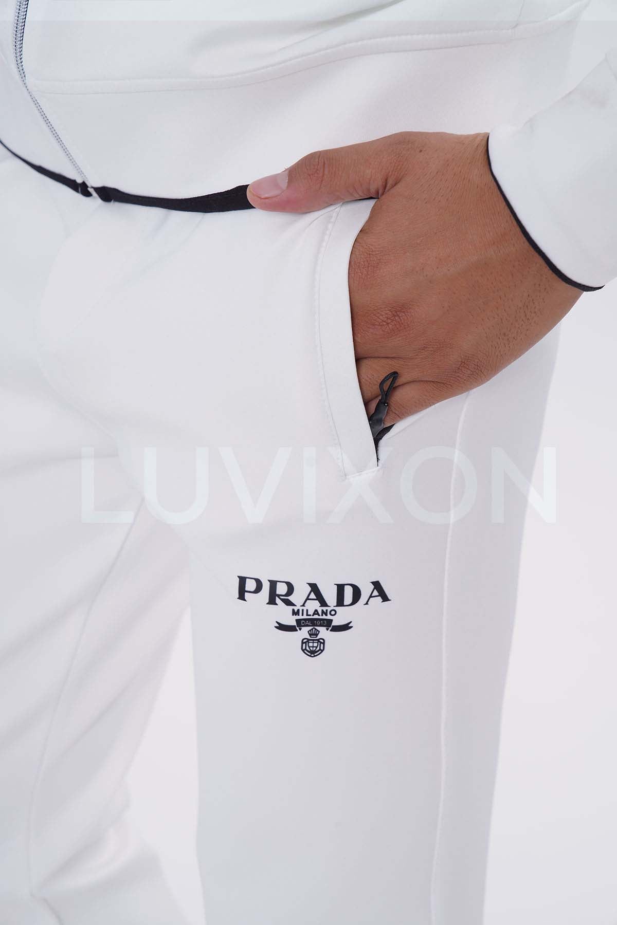 Prada Beyaz Kol Cepli Eşofman Takımı