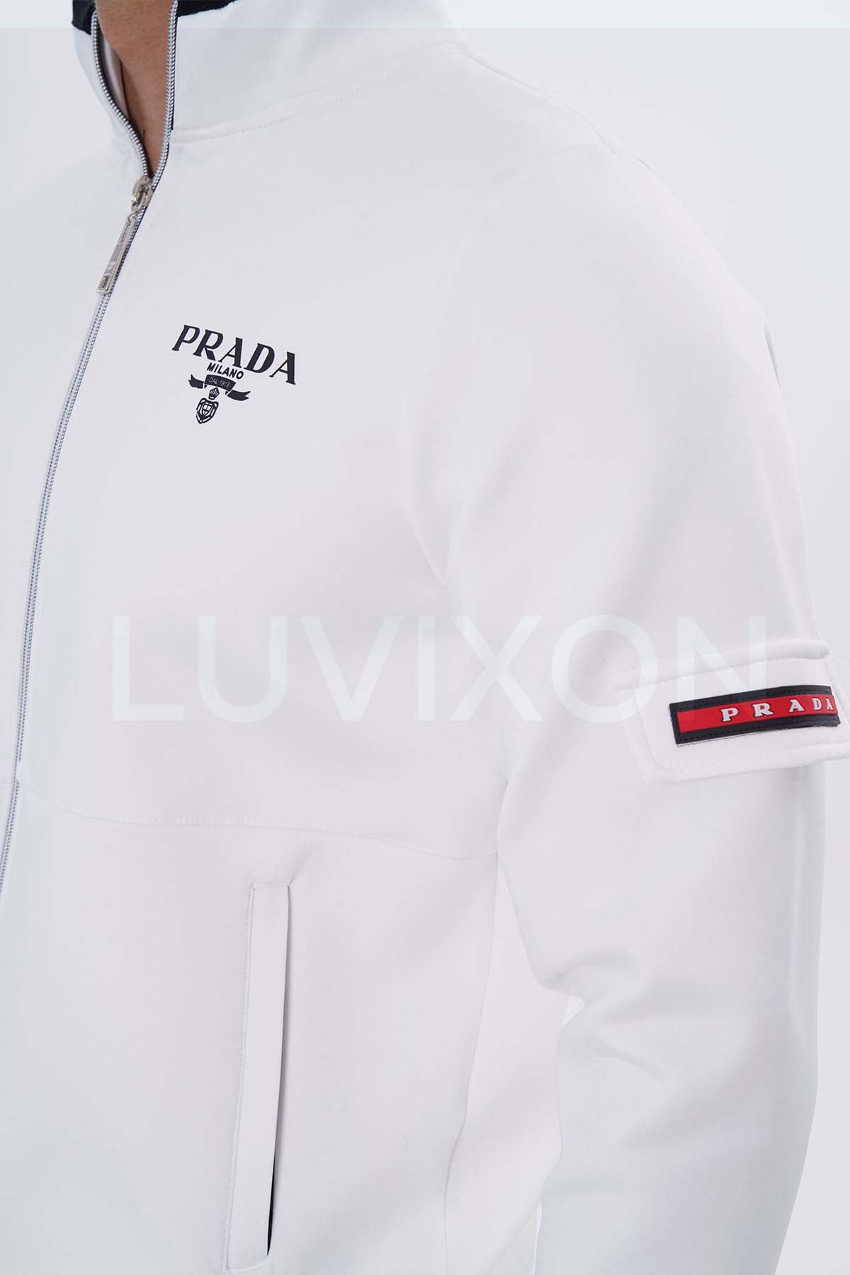 Prada Beyaz Kol Cepli Eşofman Takımı