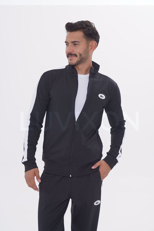 Lacoste Siyah Beyaz Şeritli Eşofman Takımı