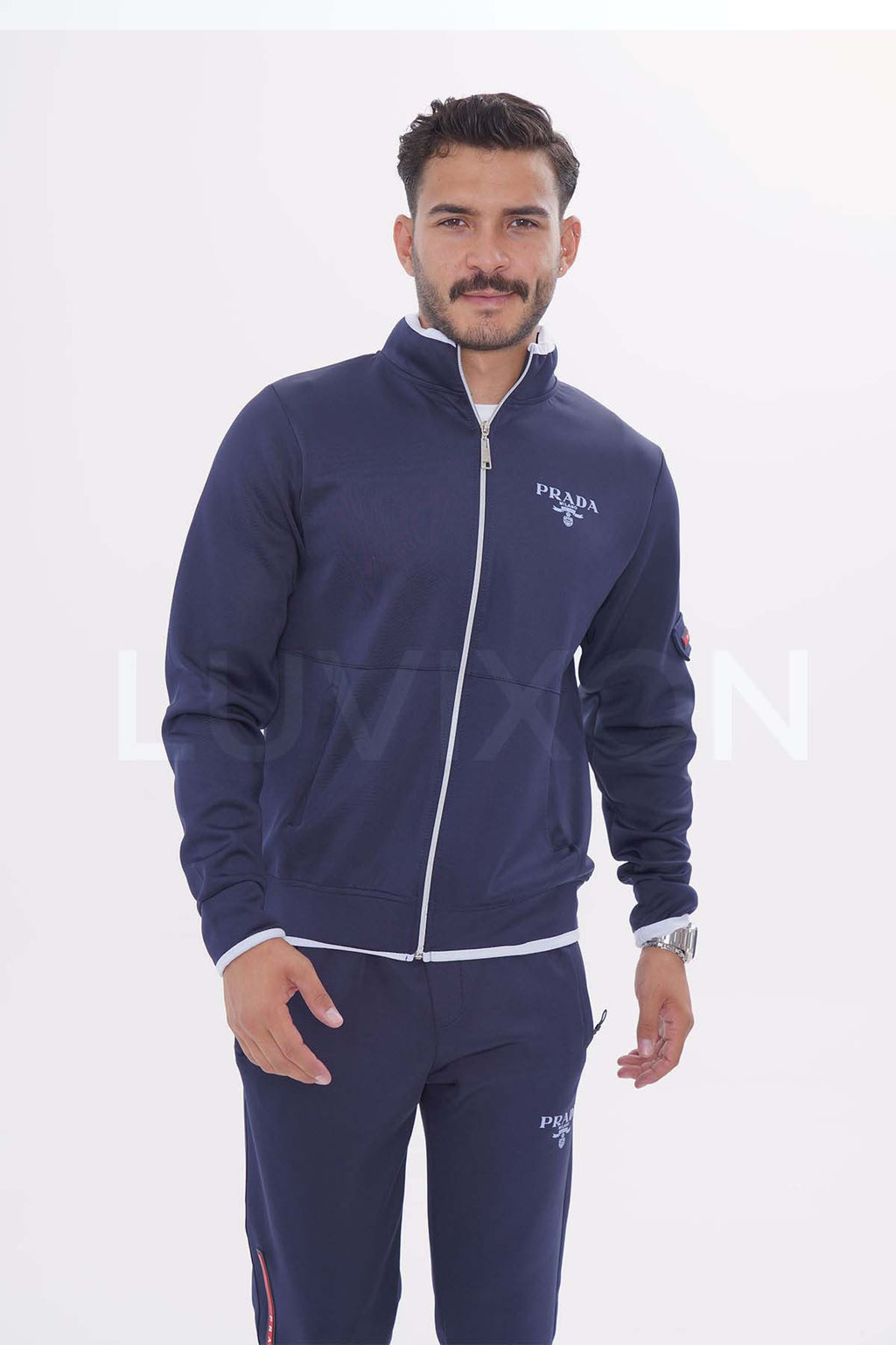 Prada Lacivert Kol Cepli Eşofman Takımı