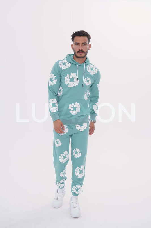 Denim Mint Desenli Eşofman Takımı